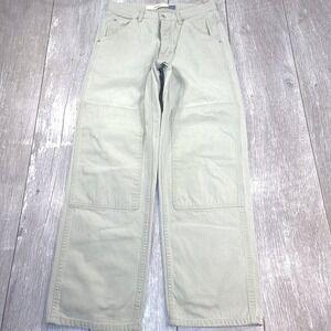 GAP Miner Pants Mens 30x31 Beige Wide Leg Double Knee Mid Rise Button Fly Y2K